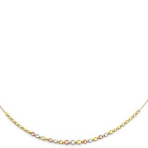 14K 3C String Necklace with Square & Round Ball