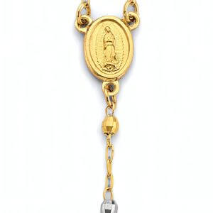 14K 3C 2.5mm Disco Ball Rosary Necklace