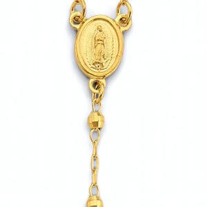14KY 2.5mm Disco Ball Rosary Necklace