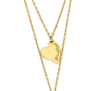 14KY Mom & daughter Heart Necklace