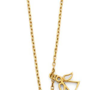 14KY Mom Heart & Angle Pendant Necklace