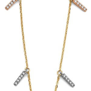 14KY 3C CZ Bar Necklace
