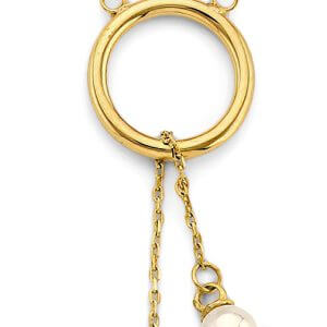 14KY Circle Necklace with Hanging Cross & Pearl
