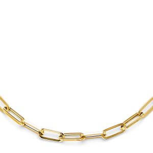 14KY Hollow Plain Paperclip Necklace