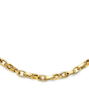 14KY Hollow Flat Tube Oval Rolo Necklace