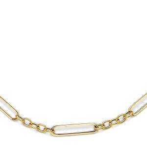 14KY Hollow Paperclip + Oval Link Necklace