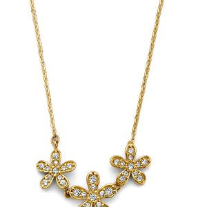 14KY 3 CZ Flowers Necklace