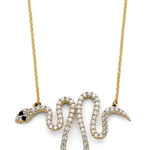 14K 2T CZ Snake Necklace