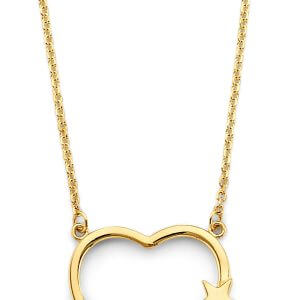 14KY Open Heart with 3 Stars Necklace