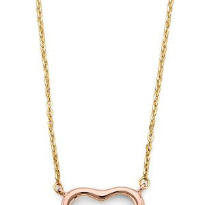 14K 3C CZ Pink Heart Necklace