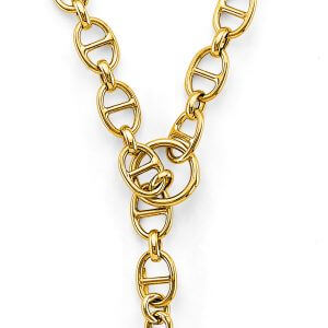 14KY Hollow Marier Necklace with Fancy Lock