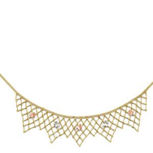14K 3C Beaded Necklace with Butterfly