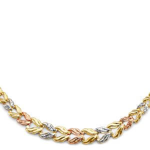 14K 3C D Face Gradated Stampato Necklace