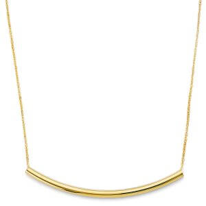 14KY Curved Round Bar Necklace