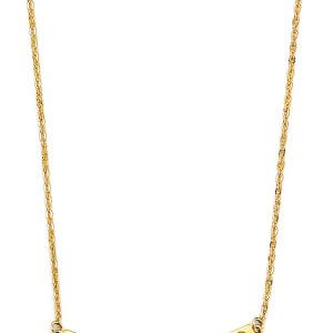 14KY Curved Bar with CZ & Screw Necklace