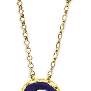 14KY Fancy Blue Evil Eye Necklace with CZ
