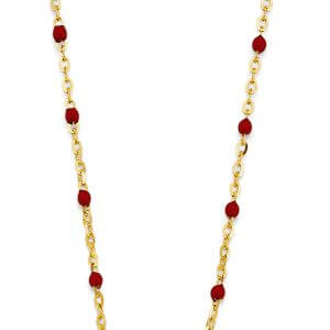 14KY Red Enamel Bead Necklace
