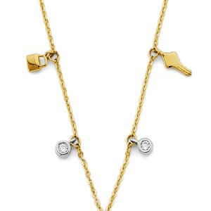 14K 3C Charm CZ Necklace