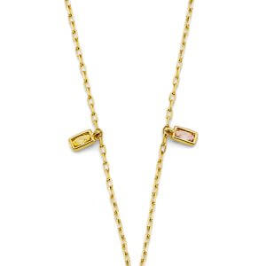 14KY Color Emerald Shape CZ Necklace