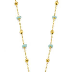 14KY Turquoise Color Enamel Bead Necklace