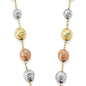 14K 3C Gradated DC Ball Necklace
