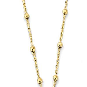 14KY Yellow CZ Charm Bead Necklace