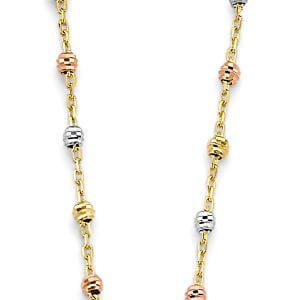 14K 3C Fancy DC Bead Necklace