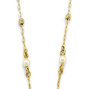 14KY Pearl + DC Bead Necklace