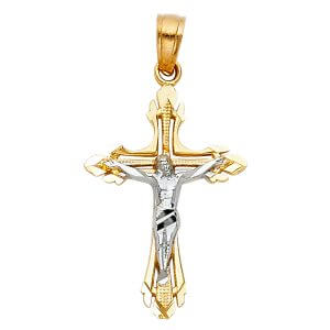 14K 2T Cut Out Design Crucifix