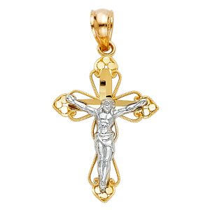 14K 2T Cut Out Design Crucifix