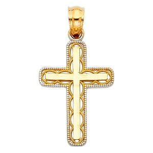 14K 2T Design Cross Pendant (18X25mm)
