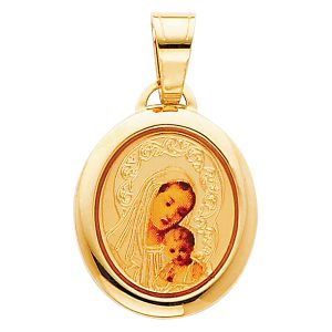 14KY Our Lady of Mt. Carmel Picture Pendant