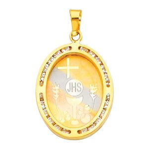 14K 3C CZ First Communion Pendant