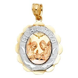 14K 3C Mi Bautizo Pendant Oval Big