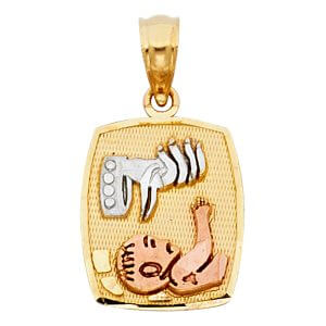 14K 3C Baptism Pendant Squared Big