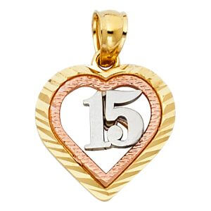 14K 3C 15 Years Heart Pendant (PT369)