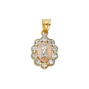 14K 3C CZ Religious Pendant (PT391)