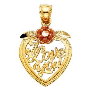 14K 2T Heart Pendant (PT416)