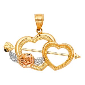 14K 3C Heart Pendant (PT418)