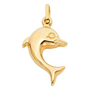 14KY Hollow Dolphin Pendant (PT484)