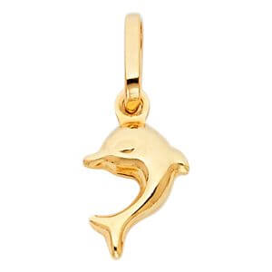 14KY Hollow Dolphin Pendant (PT488)