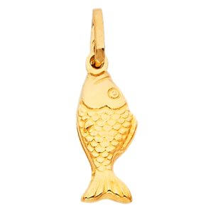 14KY Hollow Fish Pendant (PT489)