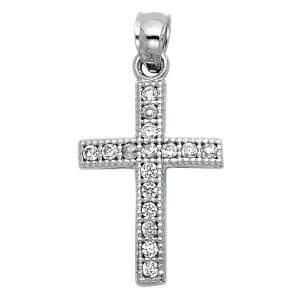 14KW CZ Cross Pendant (PT532)