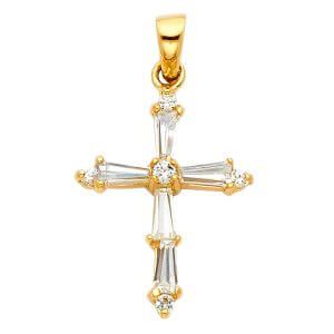 14KY CZ Cross Pendant (PT538)