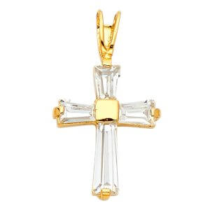 14KY CZ Cross Pendant (PT541)