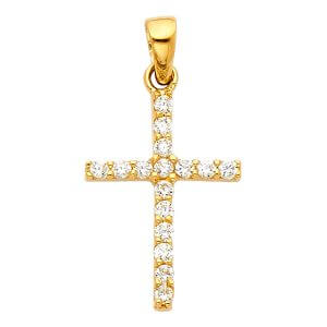 14KY CZ Cross Pendant (PT542)