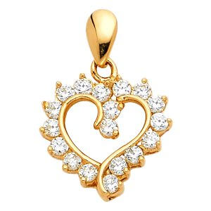 14KY CZ Heart Pendant (PT579)