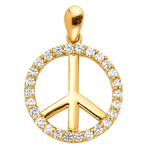 14KY CZ Peace Pendant (PT592)