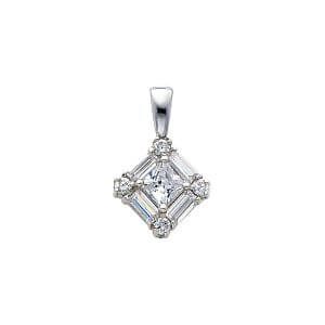 14KW CZ Square Pendant (PT694W)