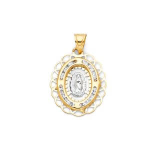 14K 2T Guadalupe CZ Medal